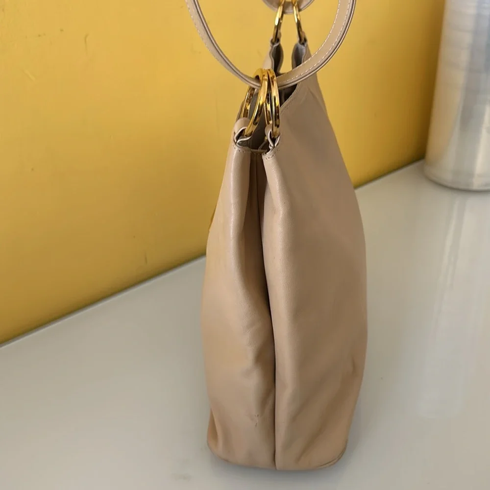 Paloma Picasso Vintage Beige Leather Crossbody Shoulder bag